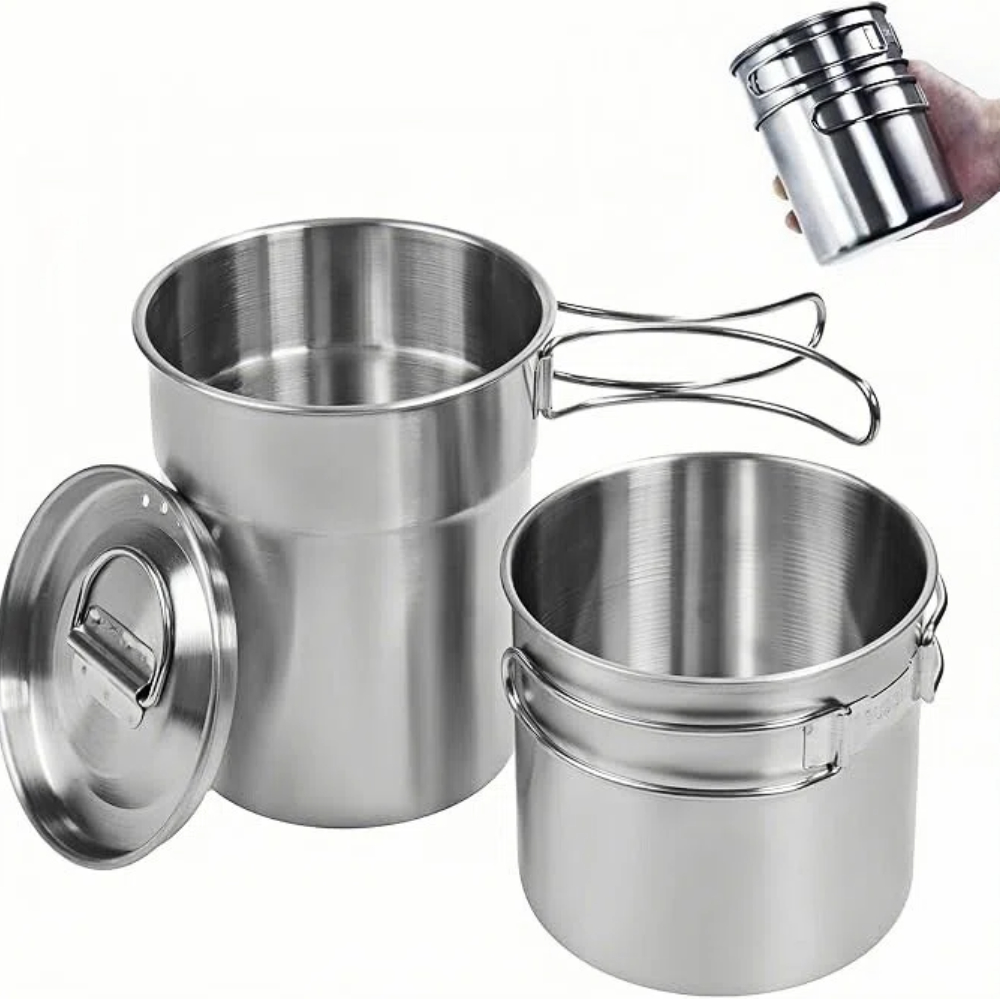 Camping Cooking Full Set - Tazas plegables para acampar, ollas para