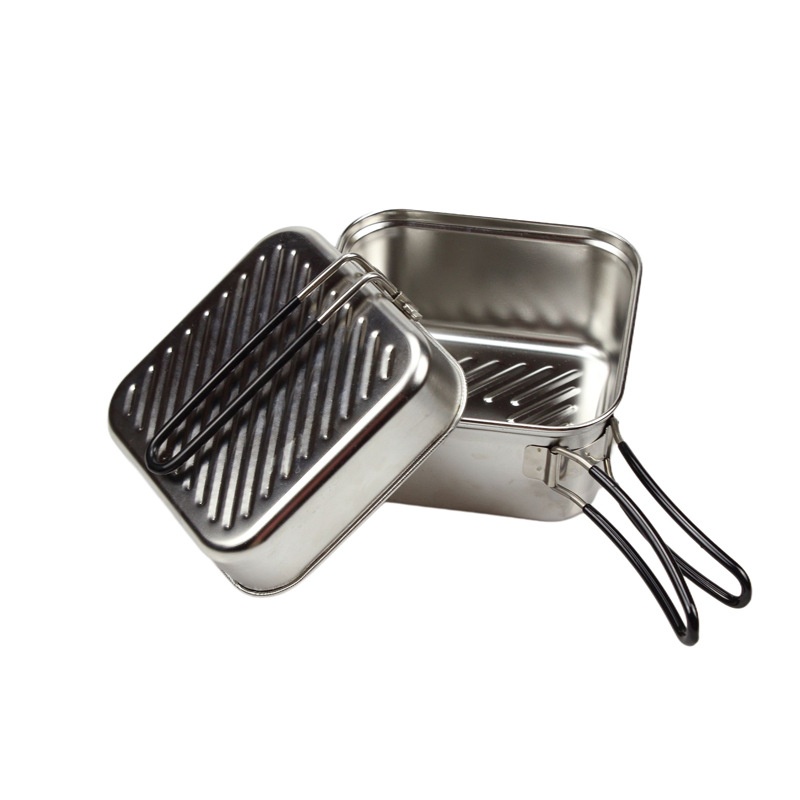 Camping Lightweight Cooking Pot - Juego de Ollas de Acero Inoxidable