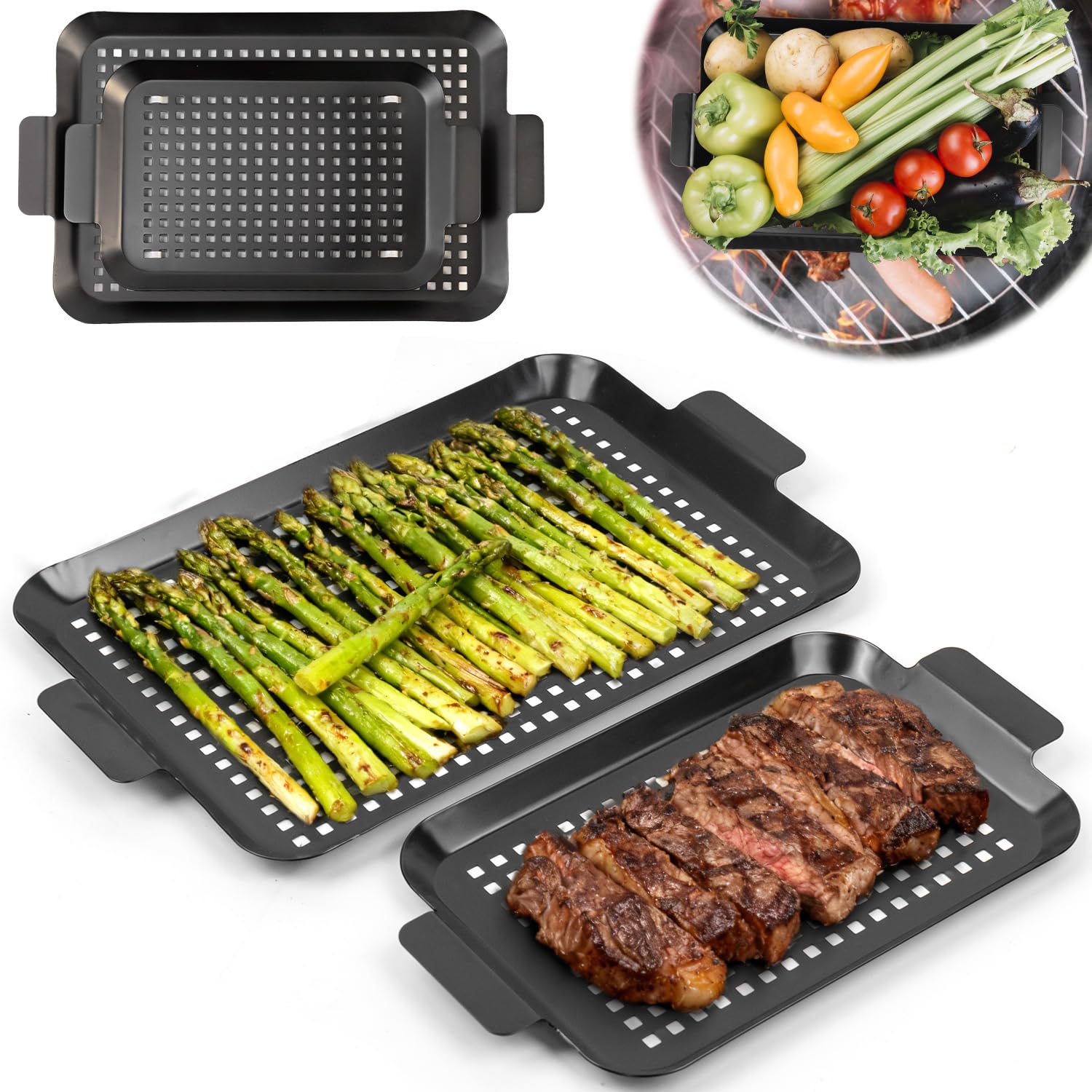 Camping Cooking Griddle - 2 Planchas para Asar, Rejilla para