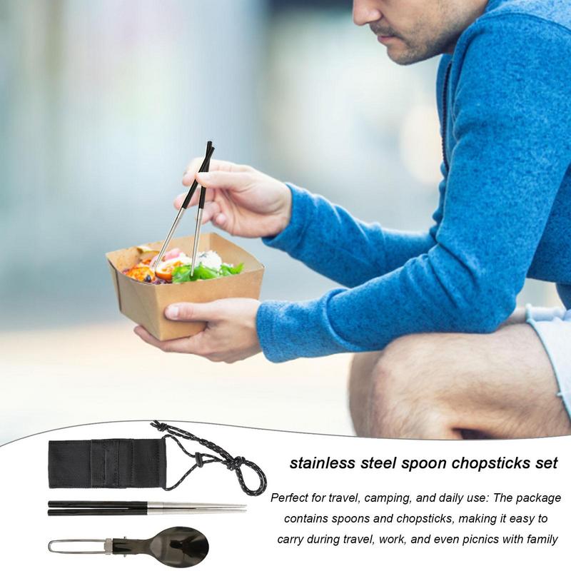 Camping Cooking And Eating Set - Palillos de cuchara plegables para viaje,