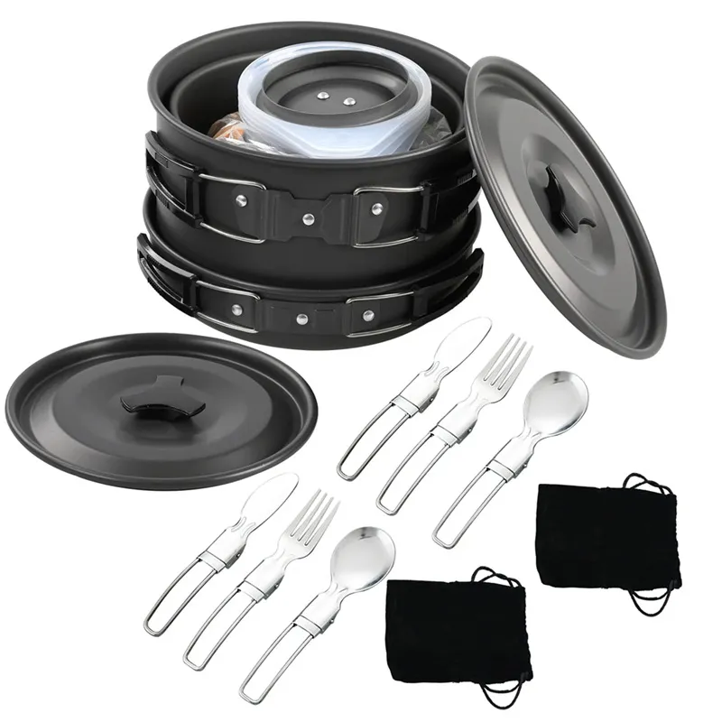 Camping Cooking Set For 4 - Juego de utensilios de cocina portátiles