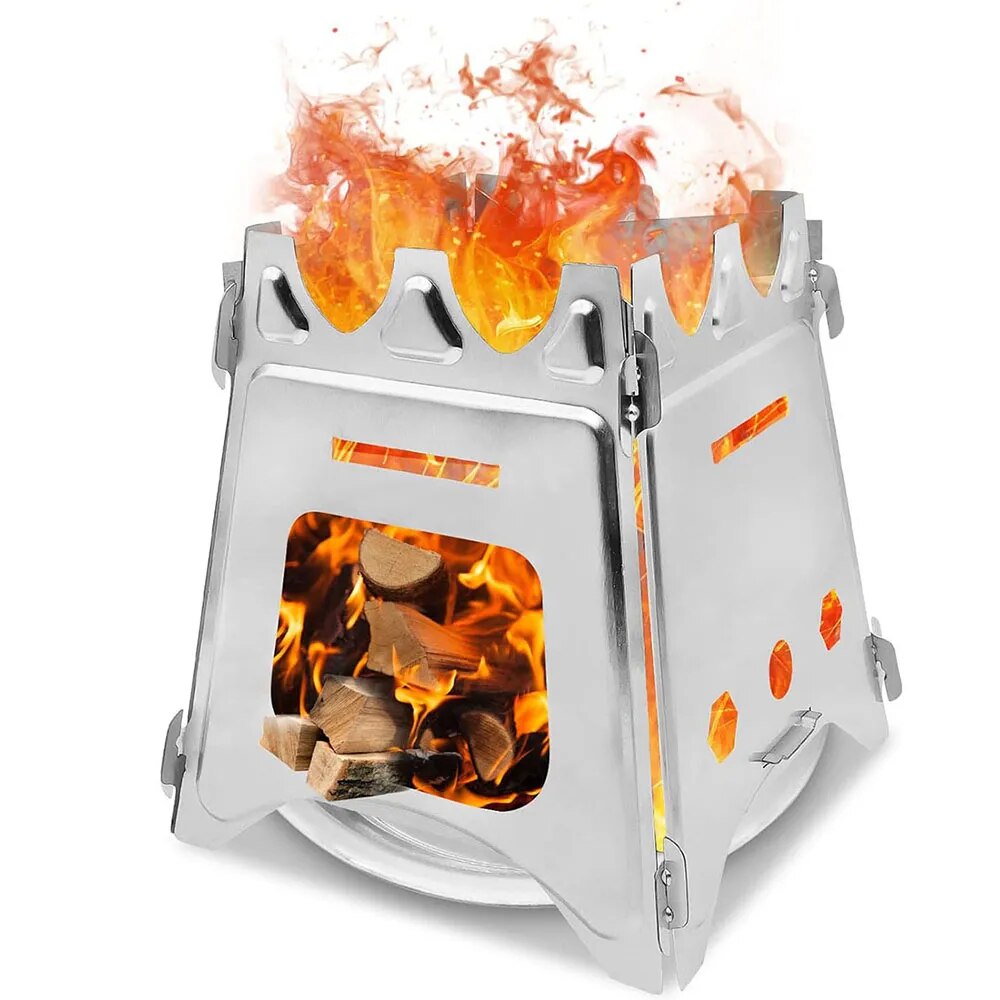 Camping Cooking Grate - Estufa de leña portátil para acampar,