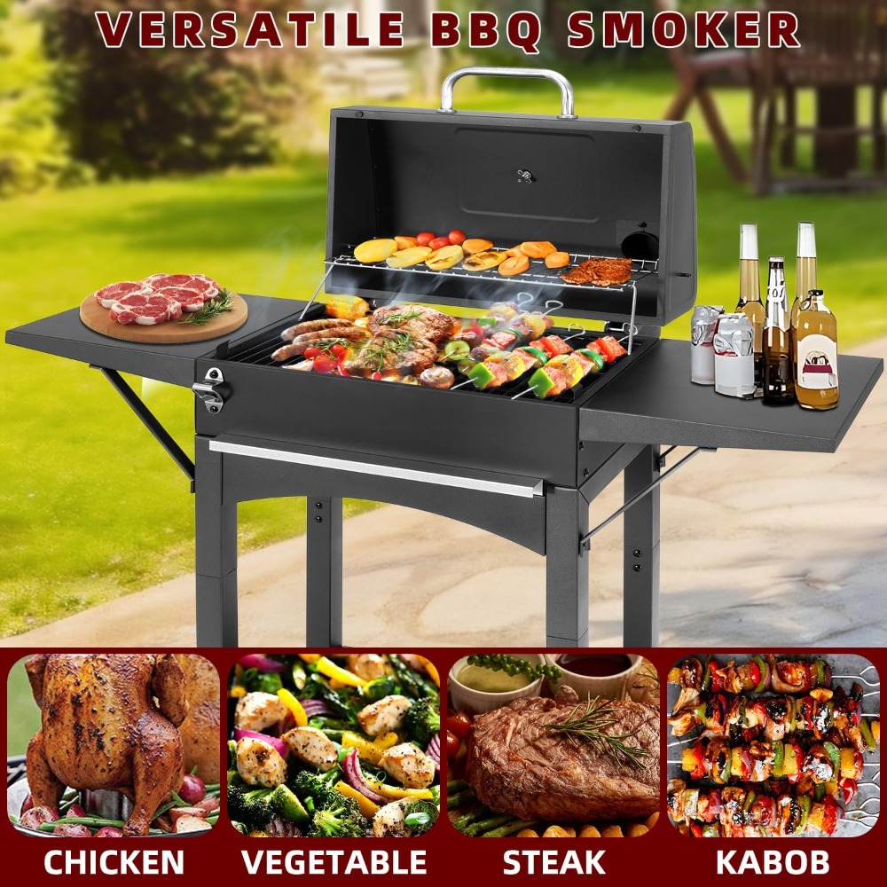 Camping Cooking Table - Parrilla de Carbón con Mesas Laterales