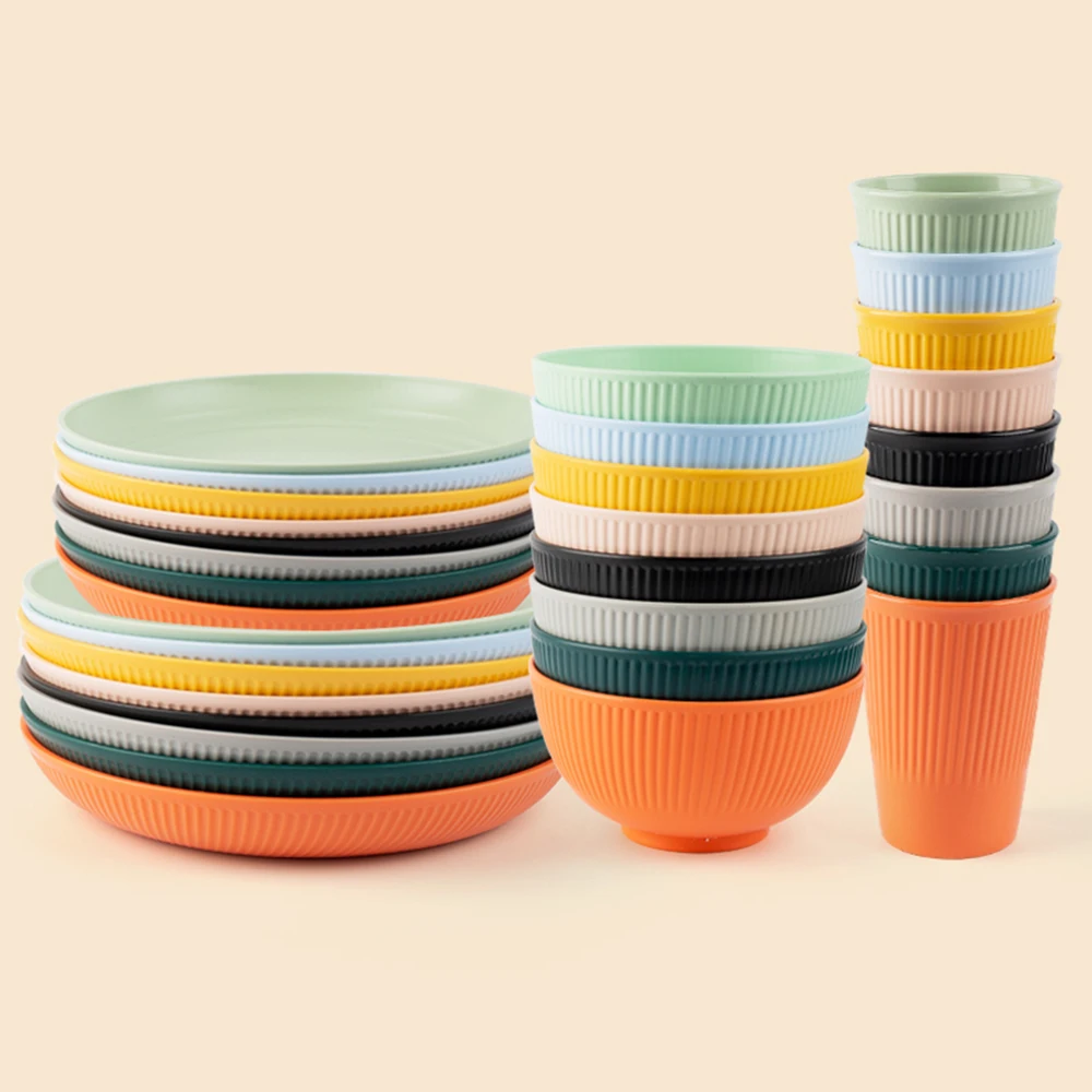 Camping Cooking And Eating Set - Juego de cubiertos de paja de