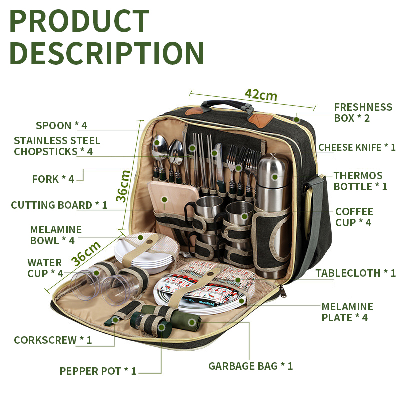 Juego de vajilla portátil de l - Camping Cooking Set For 4 reseña y precio