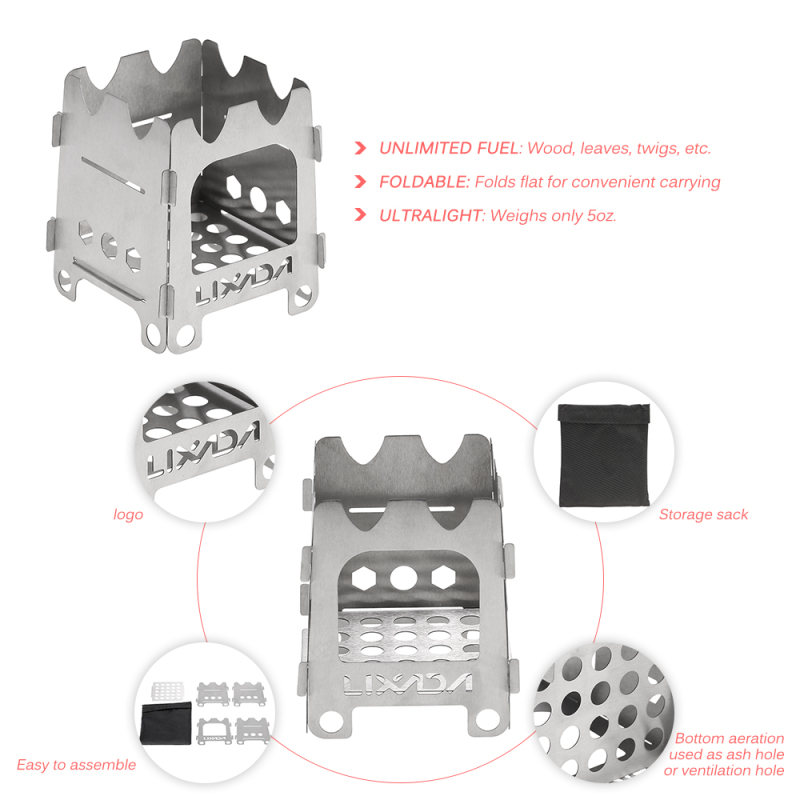 Lixada-estufa portátil de Tita - Camping Cooking Grate reseña y precio