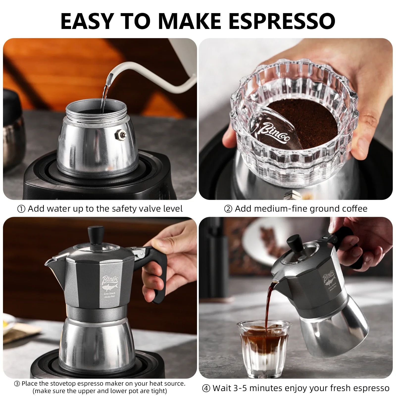 Cafetera Moka Bincoo de 2 Taza - Camping Cooking Accessories reseña y precio