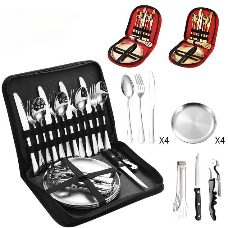 Juego de cubiertos de acero in - Camping Cooking And Eating Set reseña y precio