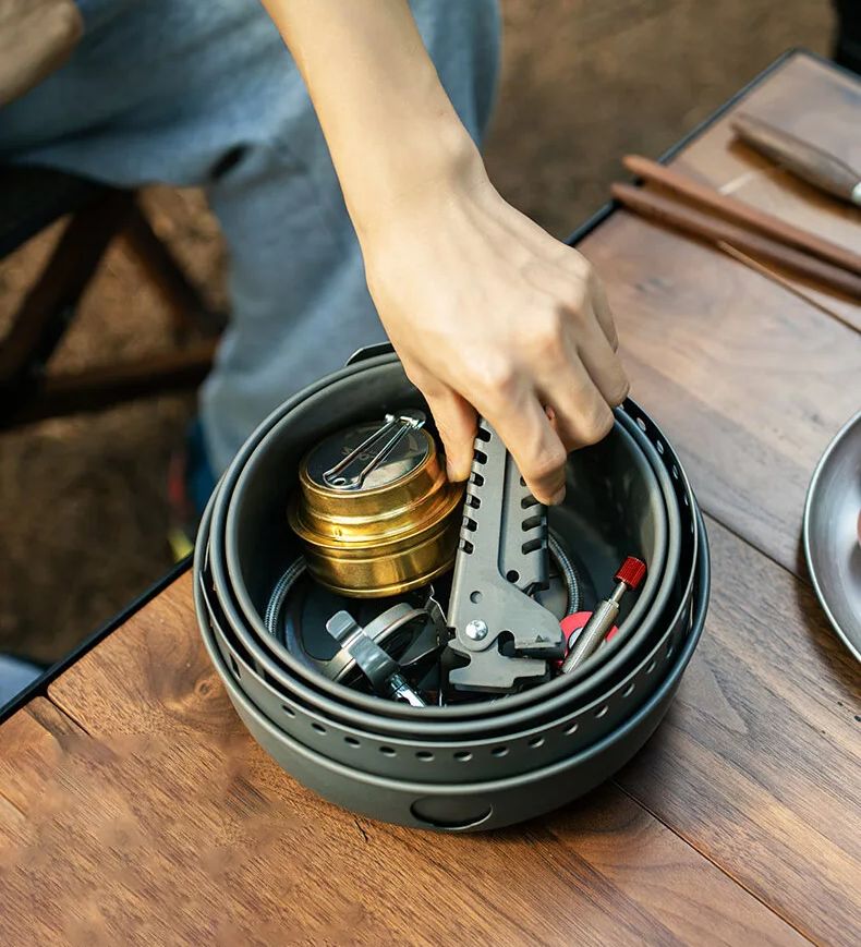Estufa de Gas para acampar, es - Camping Cooking Full Set reseña y precio