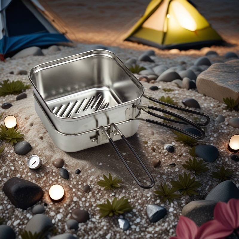 Juego de Ollas de Acero Inoxid - Camping Lightweight Cooking Pot reseña y precio