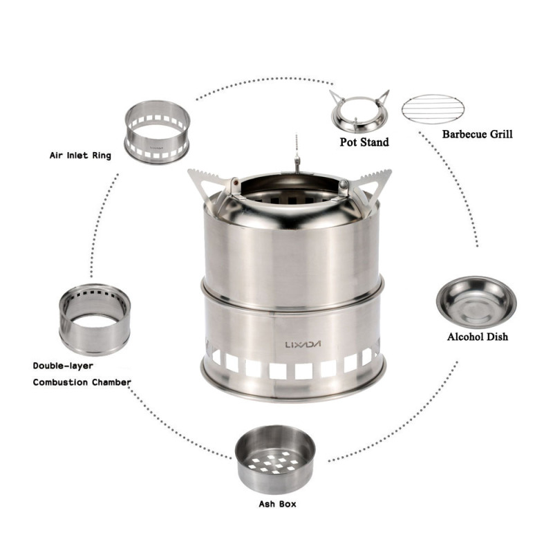 Lixada-estufa de leña de acero - Camping Cooking Grate reseña y precio