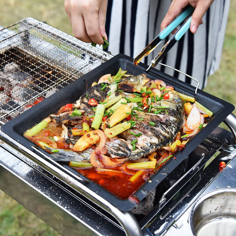 Sartén cuadrada gruesa para ex - Camping Cooking Griddle reseña y precio